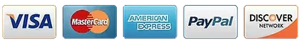 Visa, Mastercard, American Express, PayPal and Discover accepted at checkout